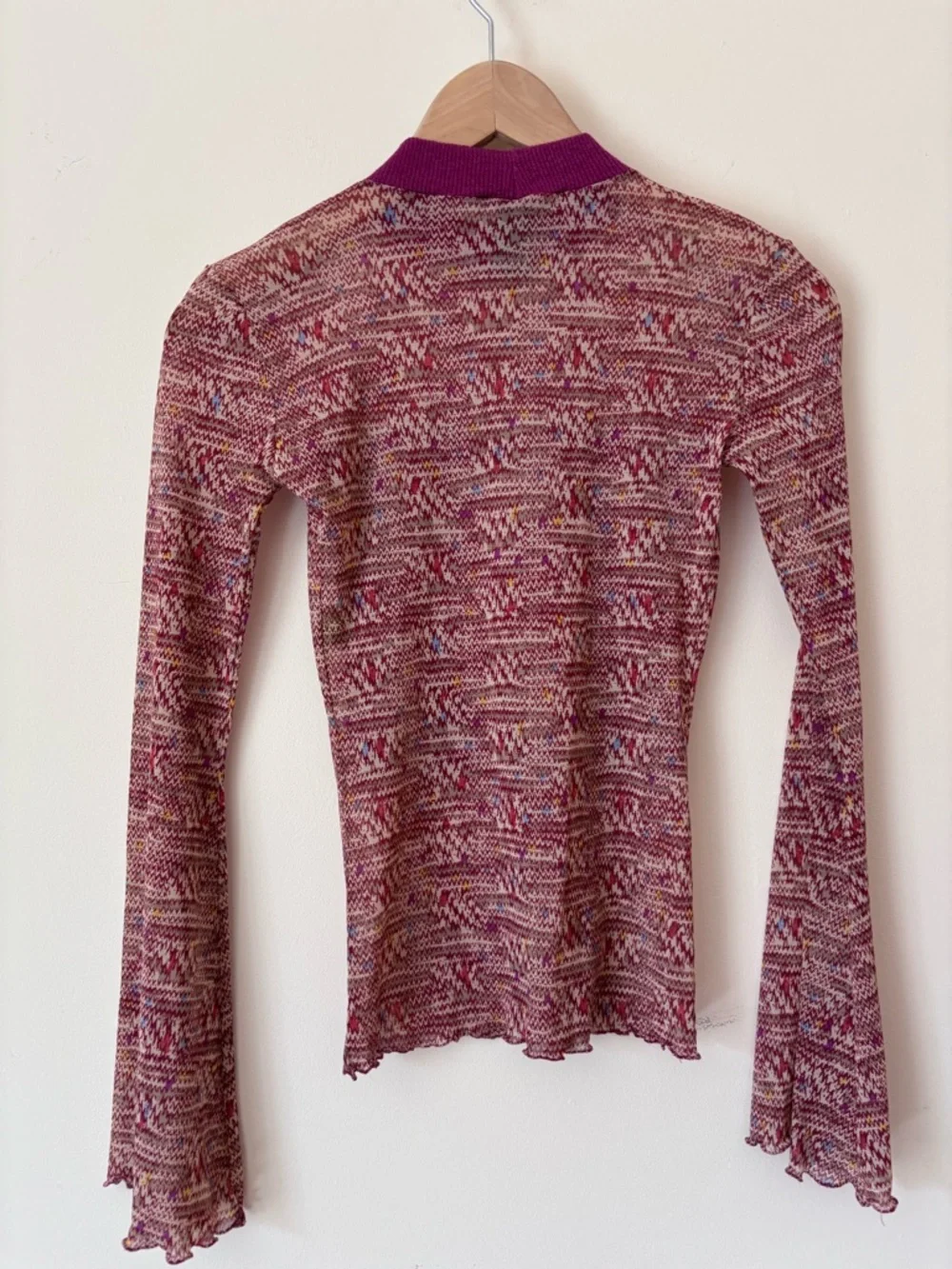 Save The Queen Purple Patterned Long-Sleeve Knit Top with Bandana Panel - Picture 2 of 6